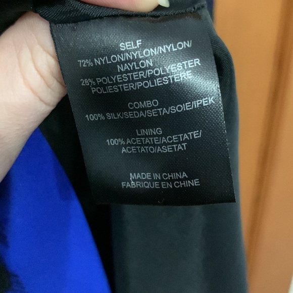 Tibi Lace Overlay Strapless Dress with cobalt lining/black overlay (size 10) - Picture 5 of 7